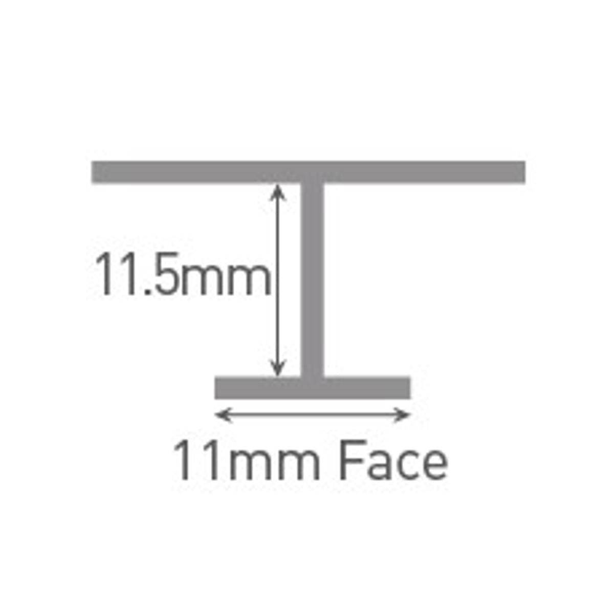 CLASSIC Type D Continuous H Joint Aluminium Extrusion - White - 2450mm Long - Technical drawing