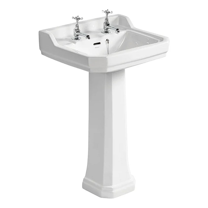 Ideal Standard Waverley Classic 560mm 2 Taphole Basin &amp; Full Pedestal
