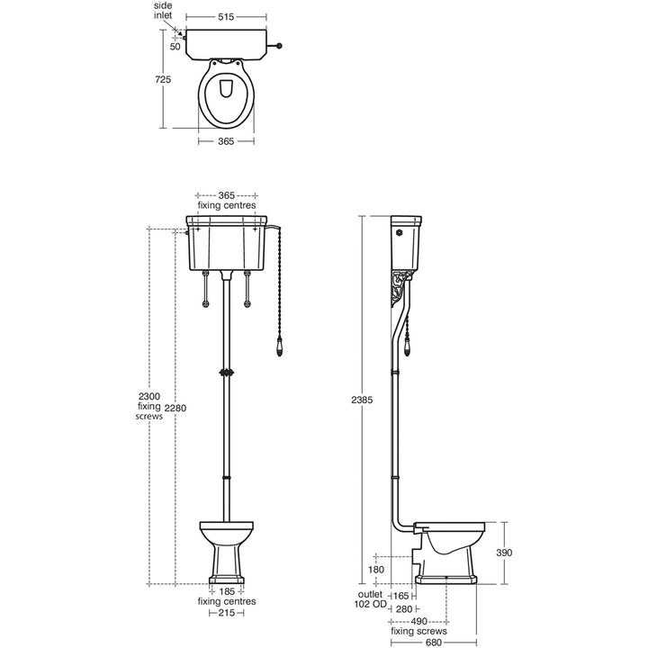 Ideal Standard Waverley Classic High Level Toilet &amp; Standard Seat