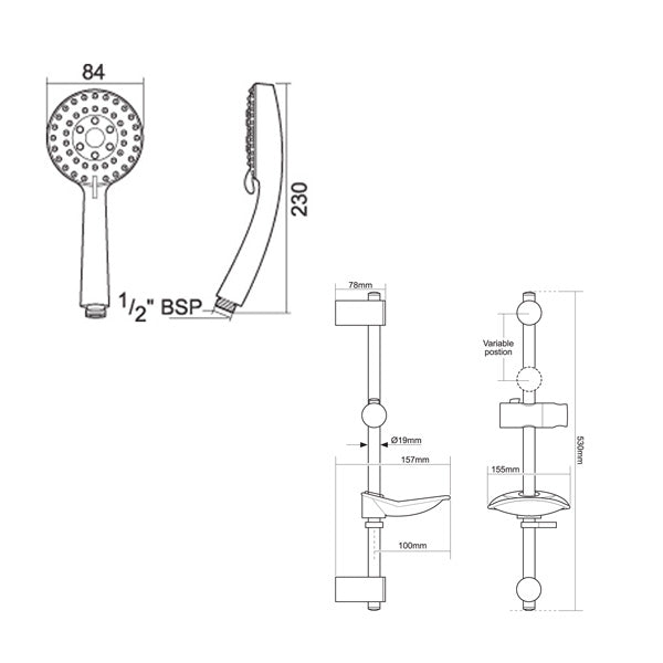 Triton Dene Cool Touch Bar Mixer Shower