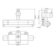 Triton Dene Diverter Thermostatic Mixer Shower - Technical drawing