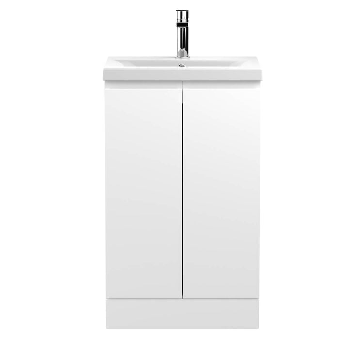 Hudson Reed Urban 500mm Floorstanding Vanity Unit &amp; Mid-Edged Basin - Satin White URB107A