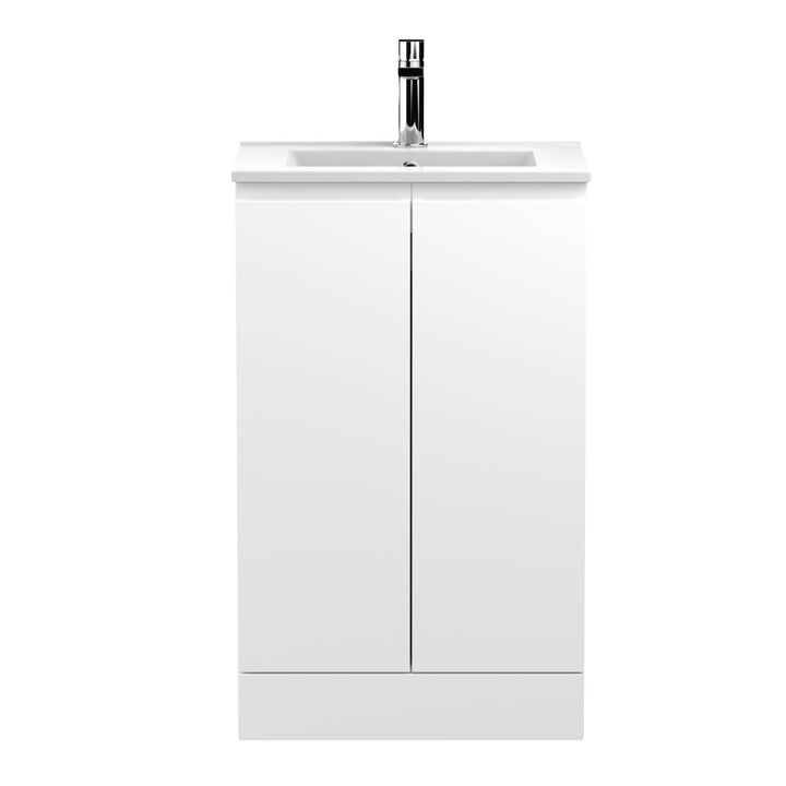 Hudson Reed Urban 500mm Floorstanding Vanity Unit &amp; Minimialist Basin - Satin White URB107B