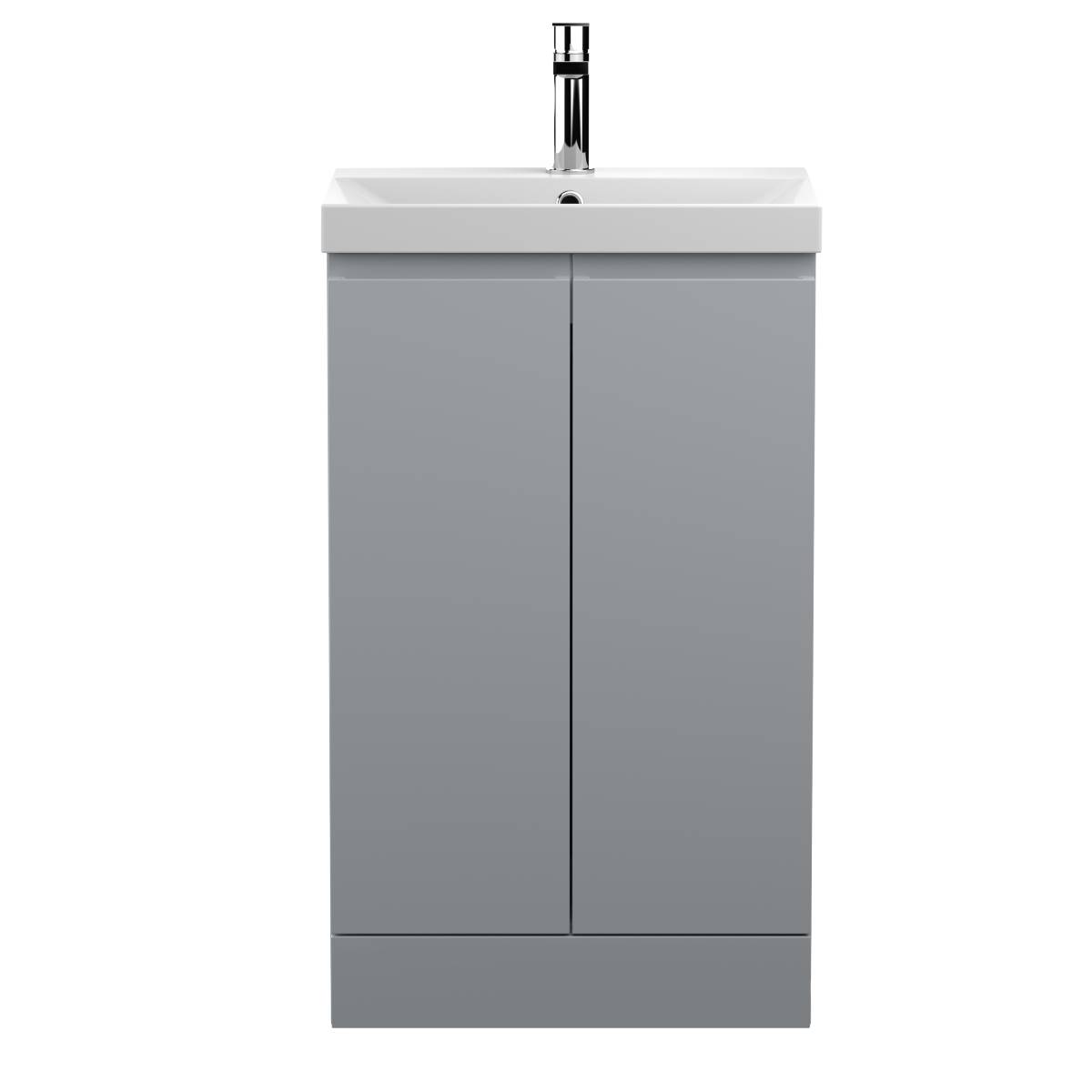 Hudson Reed Urban 500mm Floor Standing Vanity Unit & Thin-Edged Basin - Satin Blue URB307D - Technical drawing