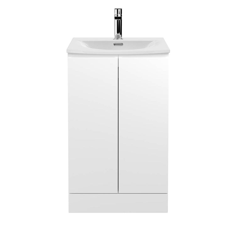 Hudson Reed Urban 500mm Floorstanding Vanity Unit &amp; Curved Basin - Satin White URB107G