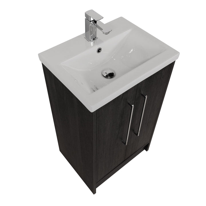 Josef Martin Urbano 500mm Space Saver Floor Standing 2 Door Vanity Unit &amp; Mid Edge Inset Basin - Roble Azabache