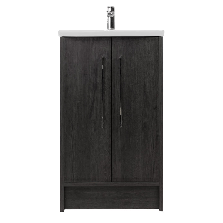 Josef Martin Urbano 500mm Space Saver Floor Standing 2 Door Vanity Unit &amp; Modern Curved Inset Basin - Roble Azabache