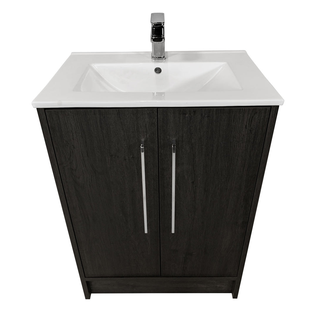 Josef Martin Urbano 600mm Space Saver Floor Standing Vanity Unit &amp; Basin - Roble Azabache