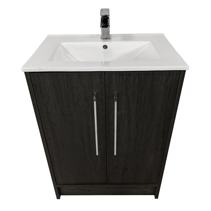Josef Martin Urbano 600mm Space Saver Floor Standing Vanity Unit &amp; Basin - Roble Azabache