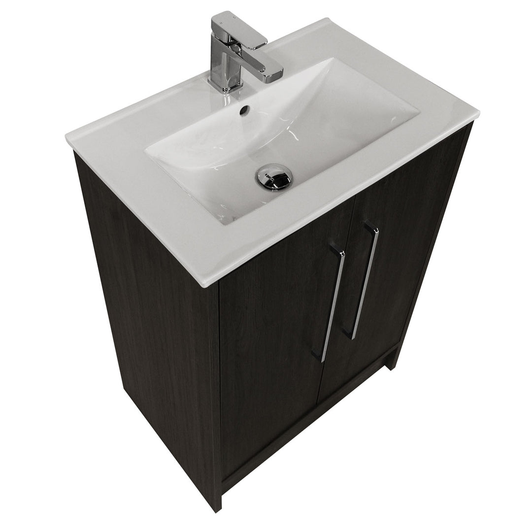Josef Martin Urbano 600mm Space Saver Floor Standing Vanity Unit & Basin - Roble Azabache
