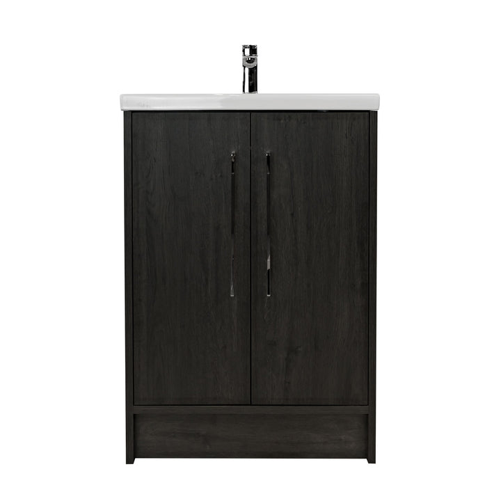 Josef Martin Urbano 600mm Space Saver Floor Standing 2 Door Vanity Unit &amp; Mid Edge Inset Basin - Roble Azabache
