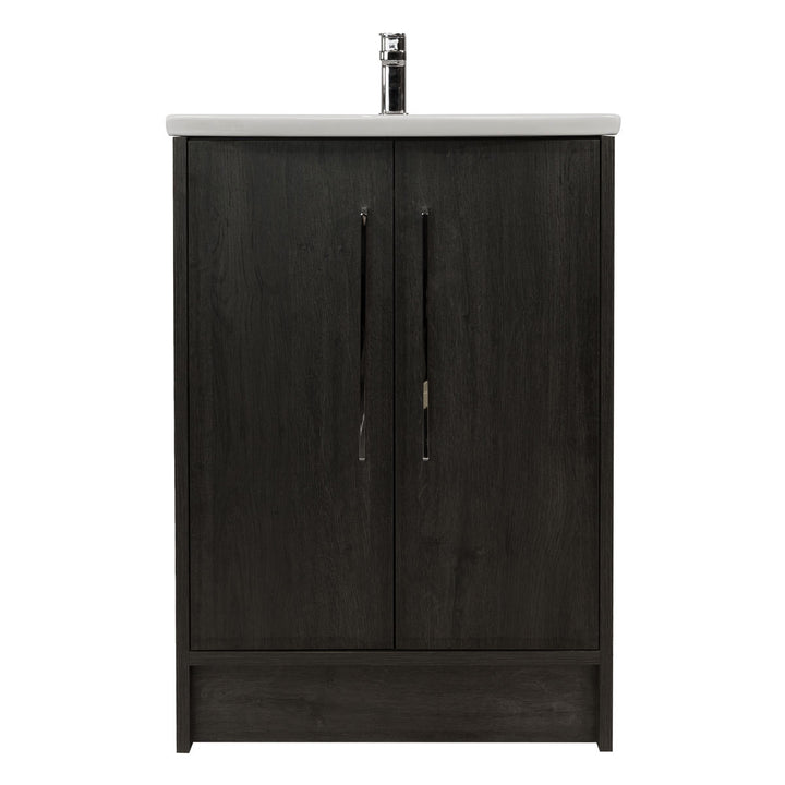 Josef Martin Urbano 600mm Space Saver Floor Standing 2 Door Vanity Unit &amp; Modern Curved Inset Basin - Roble Azabache