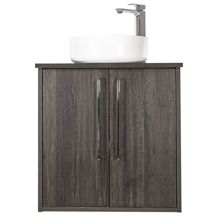 Josef Martin Urbano 600mm Space Saver Wall Hung 2 Door Vanity Unit with Worktop - Roble Azabache