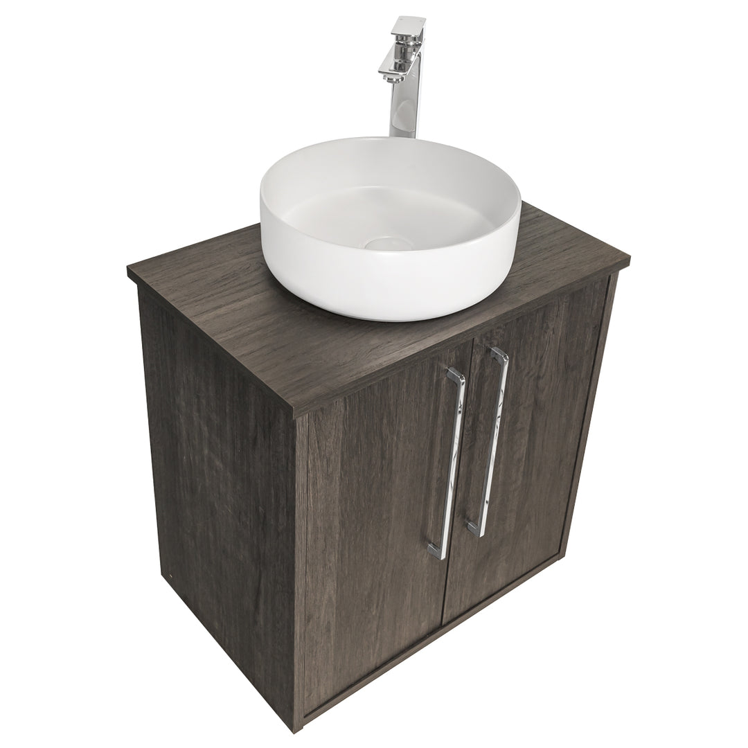 Josef Martin Urbano 600mm Space Saver Wall Hung 2 Door Vanity Unit with Worktop - Roble Azabache