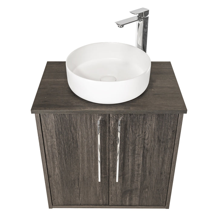 Josef Martin Urbano 600mm Space Saver Wall Hung 2 Door Vanity Unit with Worktop - Roble Azabache