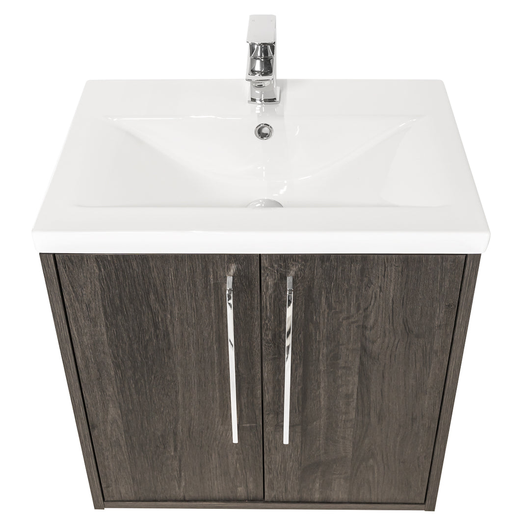 Josef Martin Urbano 600mm Space Saver Wall Hung Vanity Unit &amp; Basin - Roble Azabache