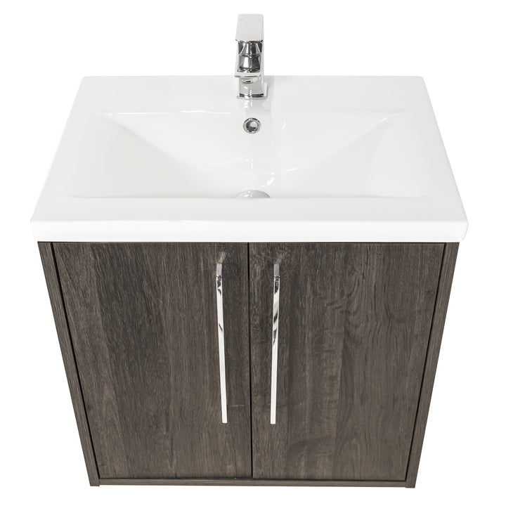 Josef Martin Urbano 600mm Space Saver Wall Hung Vanity Unit &amp; Basin - Roble Azabache