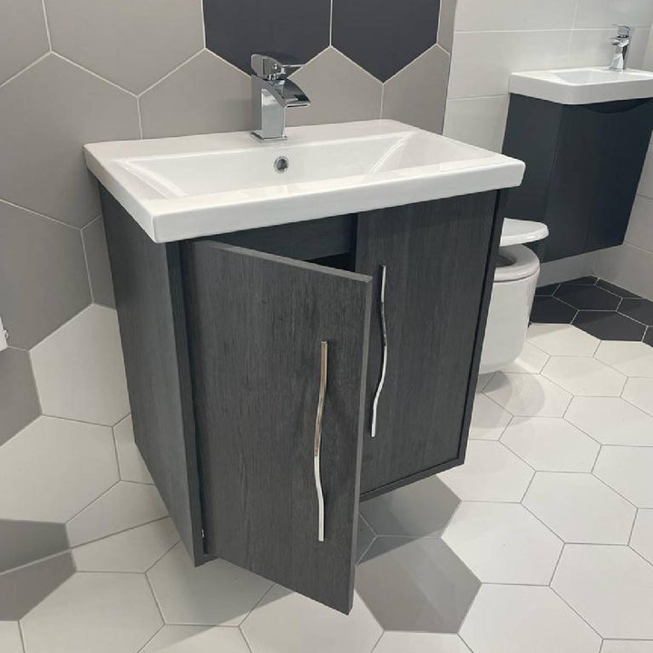 Josef Martin Urbano 600mm Space Saver Wall Hung Vanity Unit &amp; Basin - Roble Azabache