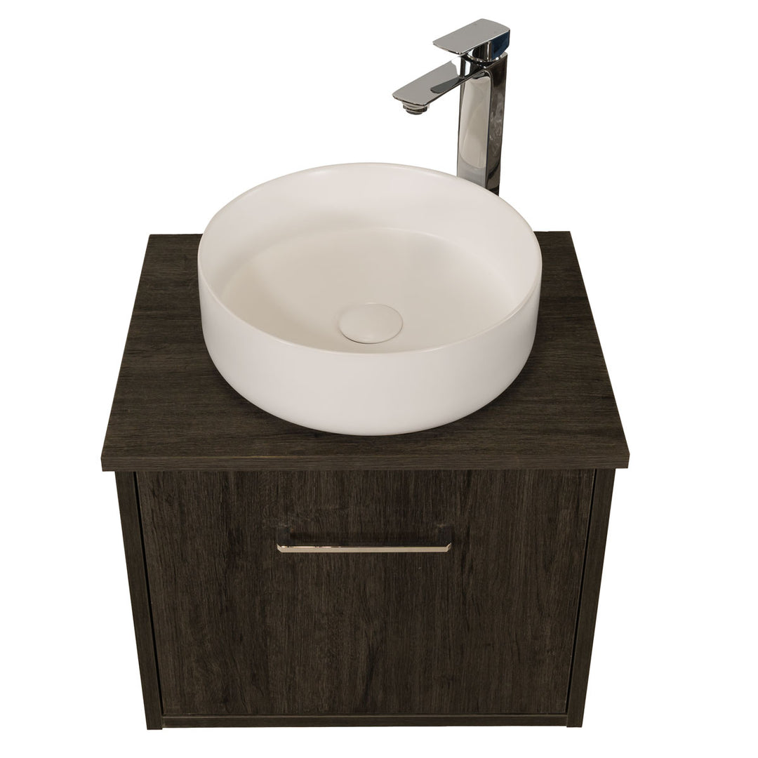 Josef Martin Urbano 500mm Space Saver Wall Hung 1 Drawer Vanity Unit with Worktop - Roble Azabache