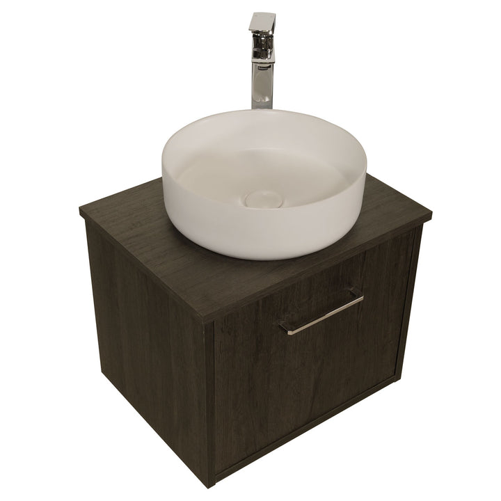 Josef Martin Urbano 500mm Space Saver Wall Hung 1 Drawer Vanity Unit with Worktop - Roble Azabache