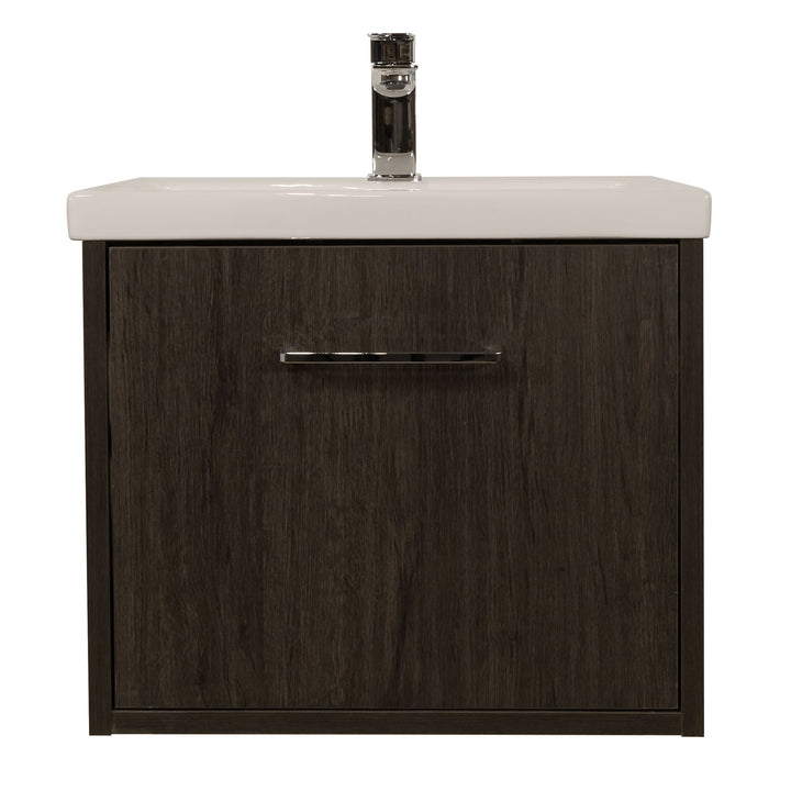 Josef Martin Urbano 500mm Space Saver Wall Hung 1 Drawer Vanity Unit &amp; Mid Edge Inset Basin - Roble Azabache