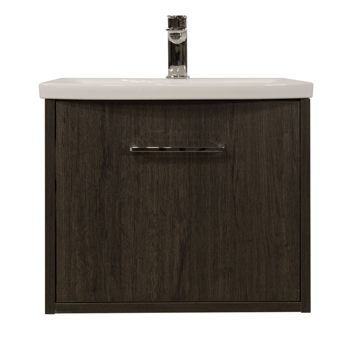 Josef Martin Urbano 500mm Space Saver Wall Hung 1 Drawer Vanity Unit &amp; Modern Curved Inset Basin - Roble Azabache