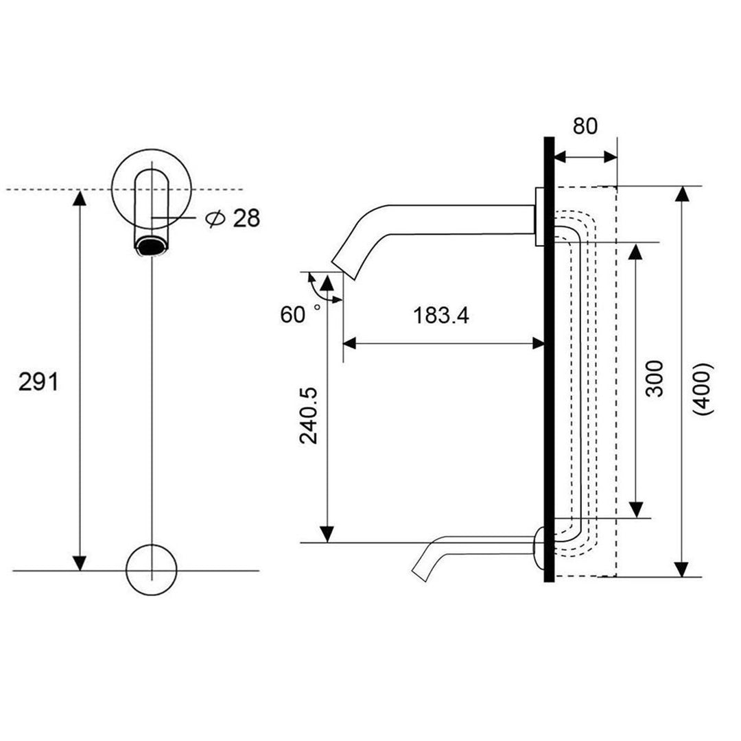 Modern Round Wall Mounted Infra Red Tap - includes Solenoid (Main &amp; Battery Operated)