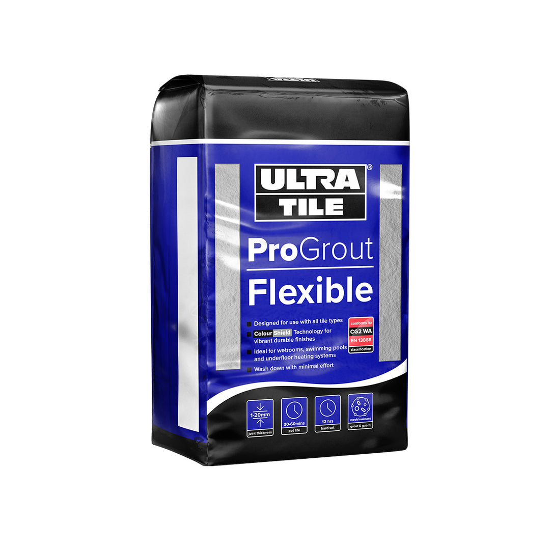 UltraTile ProGrout Flexible Wall &amp; Floor Grout - 10kg - Silver Grey