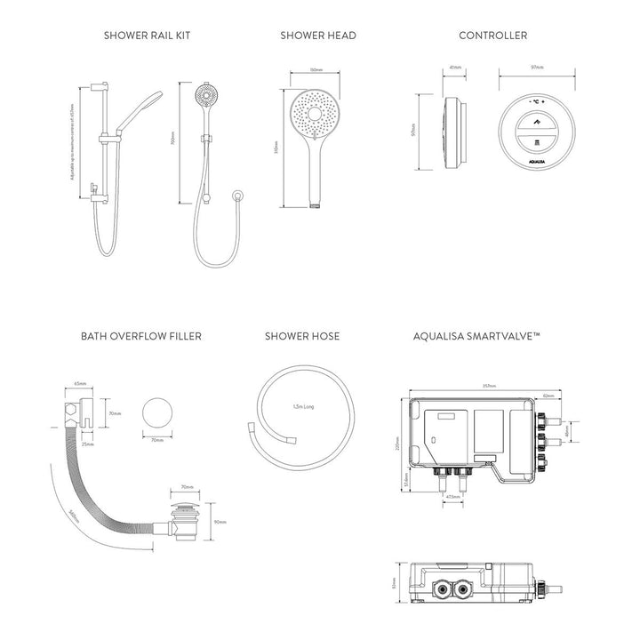 Aqualisa Unity Q Smart Shower Concealed With Adj Head And Bath Fill - Hp/Combi