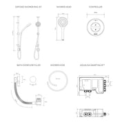 Aqualisa Unity Q Smart Shower Exposed With Bath Fill - Hp/Combi - Technical drawing