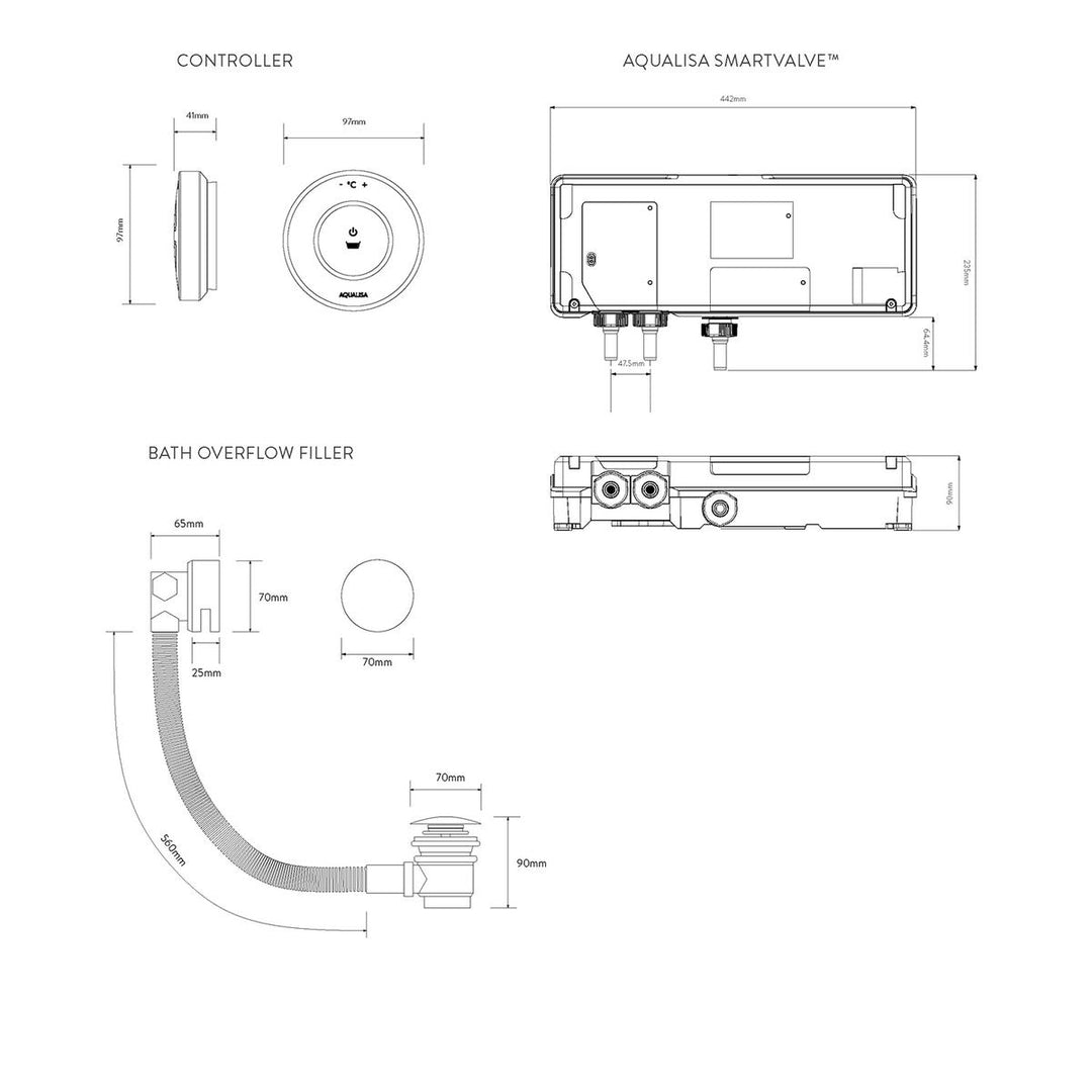 Aqualisa Unity Q Smart Shower Concealed With Bath Fill - Gravity Pumped