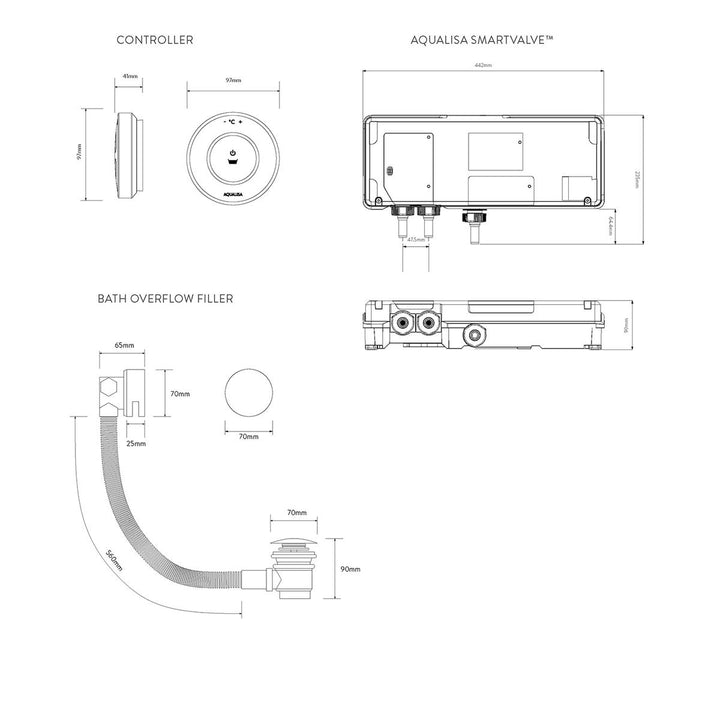 Aqualisa Unity Q Smart Shower Concealed With Bath Fill - Gravity Pumped
