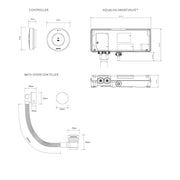 Aqualisa Unity Q Smart Shower Concealed With Bath Fill - Gravity Pumped - Technical drawing