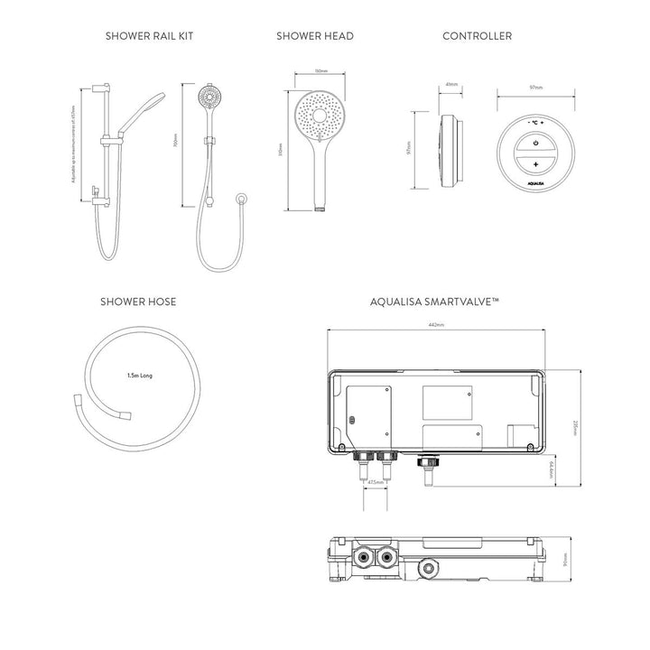 Aqualisa Unity Q Smart Shower Concealed With Adj Head - Gravity Pumped