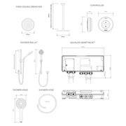 Aqualisa Unity Q Smart Shower Concealed With Adj And Ceiling Fixed Head - Gravity Pumped - Technical drawing
