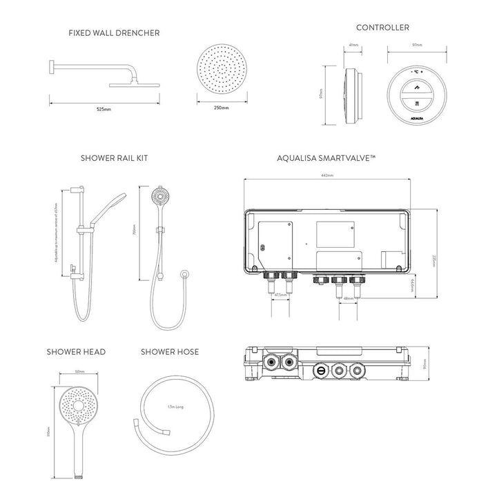 Aqualisa Unity Q Smart Shower Concealed With Adj And Wall Fixed Head - Gravity Pumped