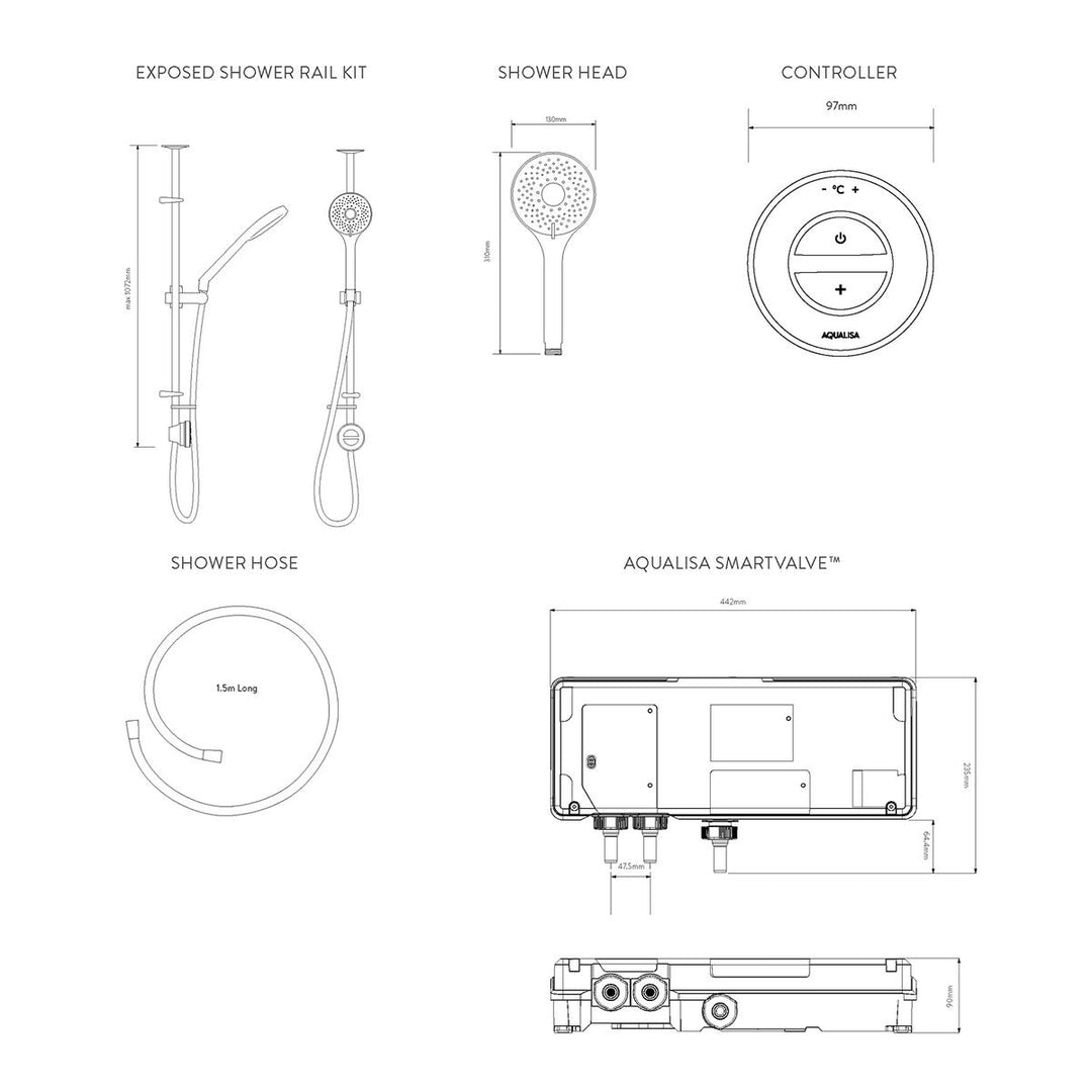 Aqualisa Unity Q Smart Shower Exposed With Adj Head - Gravity Pumped