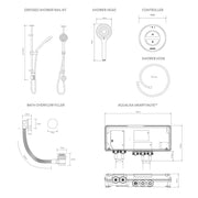 Aqualisa Unity Q Smart Shower Exposed With Bath Fill - Gravity Pumped - Technical drawing