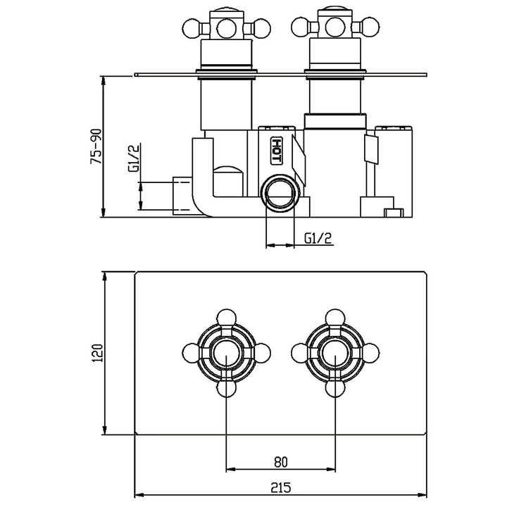Traditional Thermostatic Single Outlet Shower Valve