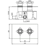 Traditional Thermostatic Single Outlet Shower Valve - Technical drawing