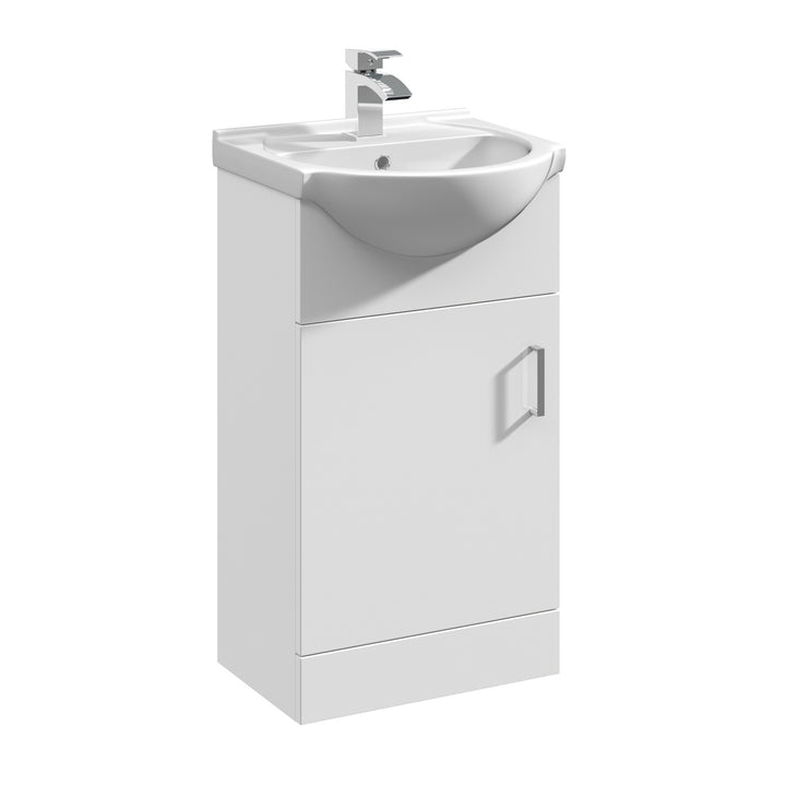 Nuie Mayford 450mm Floor Standing Vanity Unit &amp; Basin - Gloss White