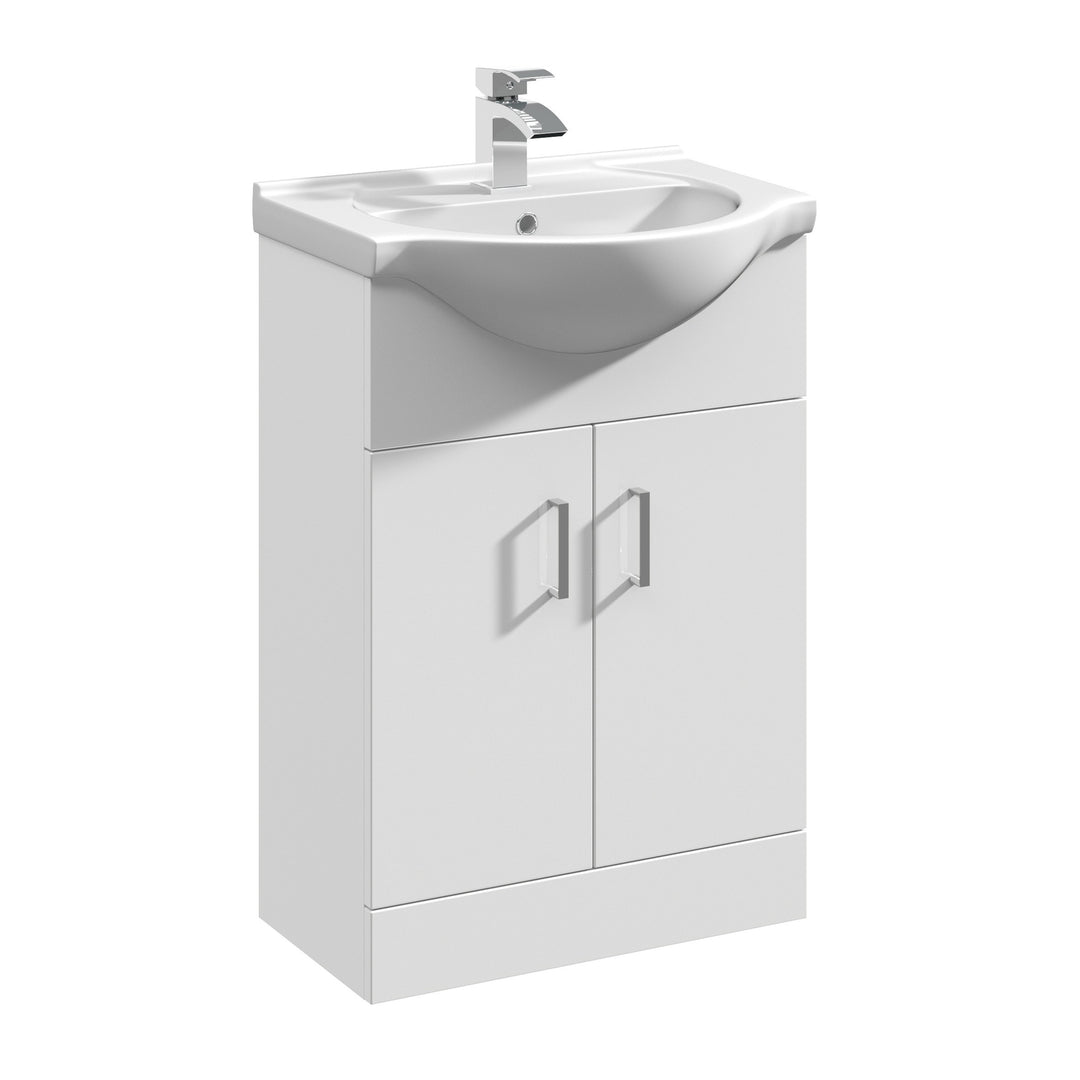 Nuie Mayford 550mm Floor Standing Vanity Unit &amp; Basin - Gloss White