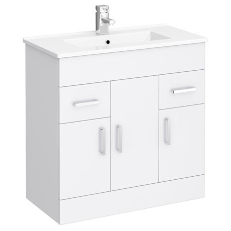 Verona 750mm Floorstanding Vanity Unit &amp; Basin - Gloss White