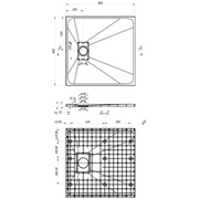 Veloce Uno Square Shower Tray 800 x 800mm - White - Technical drawing