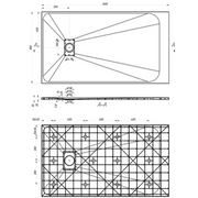 Veloce Uno Rectangle Shower Tray 900 x 1600mm - Grey - Technical drawing