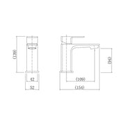 Eliseo Ricci Vesu II Basin Mono with Click Waste - Gunmetal - Technical drawing