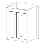 Victoriana 650mm Traditional Vanity Unit & Basin - Stone Grey - Technical drawing