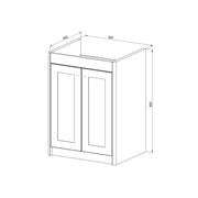 Victoriana 650mm Traditional Vanity Unit & Basin - Chalk White - Technical drawing
