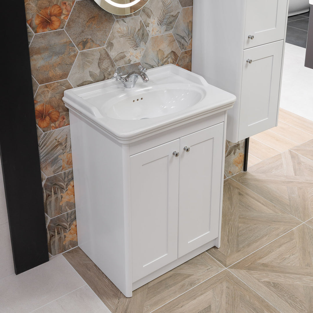 Victoriana 650mm Traditional Vanity Unit &amp; Basin - Chalk White
