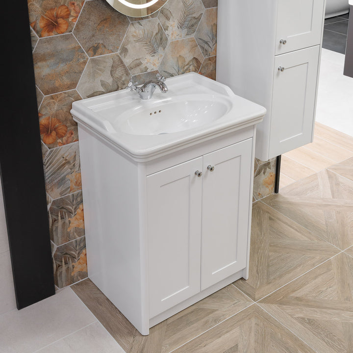 Victoriana 650mm Traditional Vanity Unit &amp; Basin - Chalk White